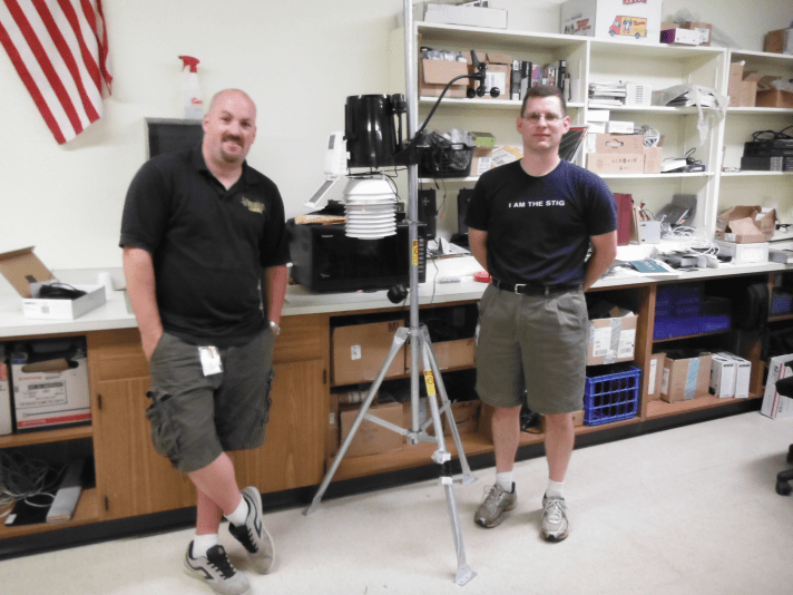 BFA Technology Support Team - Jason Smith and Jeff Smith - pose with the weather station after assembly.