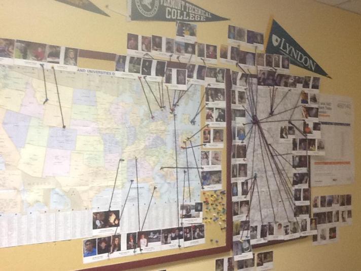 Guidance Office tradition showing graduating seniors photos and their destinations for after graduation. Many thanks to Karen McNall and Lily Wilson for their work in organizing this map. 