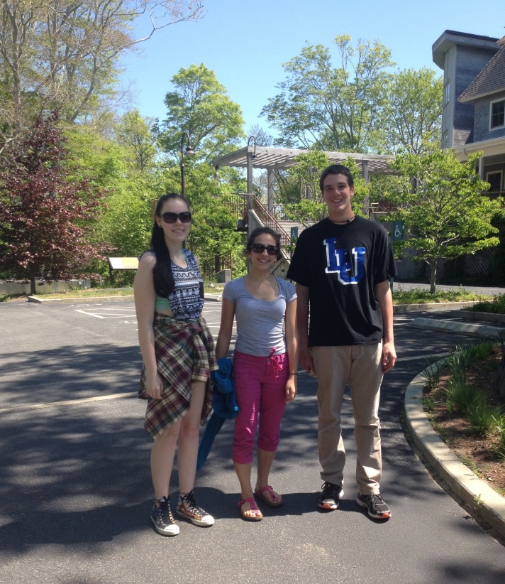 (Sophie Lee, Rebekah Larose and Dave Legris at the entrance to Woods Hole Research Center in Woods Hole, MA.)