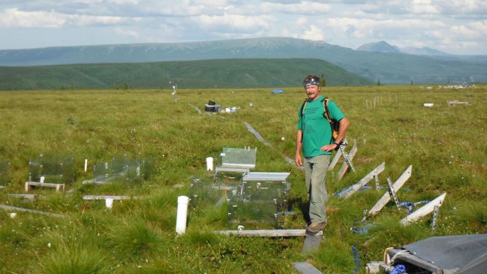 (HS science tchr. Tom Lane at the Carbon in Permafrost Experimental Heating Project in Healy, AK. during the summer 2014.)