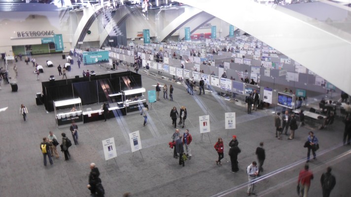 Inside Moscone South Convention Building in San Francisco, CA.  Half of the poster hall in view.