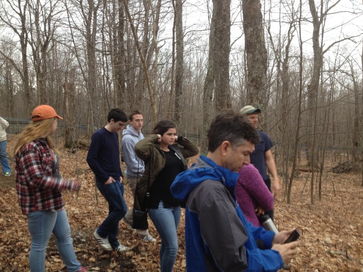 (Puerto Rican exchange students and BFA Botany students from Mr. Lane’s class visit the Proctor Maple Research Center in Underhill, VT.  The tour was conducted by Mark Isselhardt, (in the background), a UVM Extension Maple Specialist.