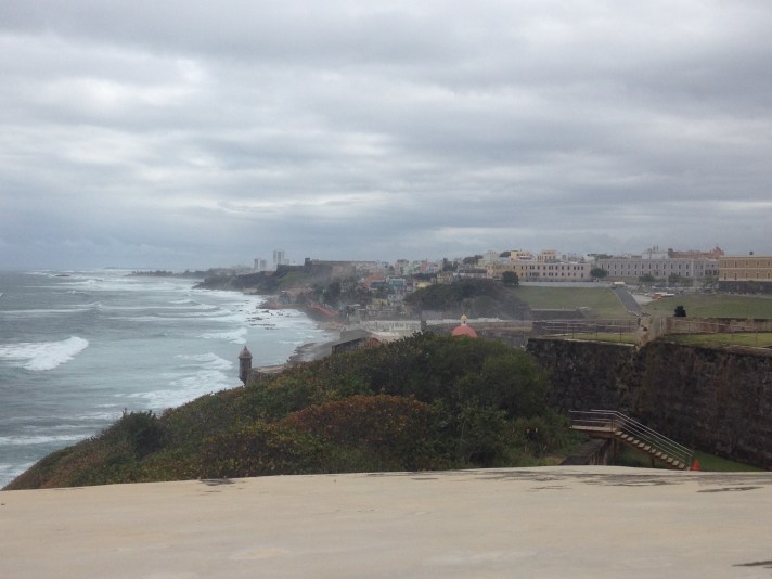 View east of the walled city of San Juan, PR from Fort San Juan, PR (est. 1530)
