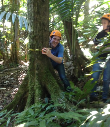 BFA senior David L collects data in the tropical forest at Luquillo LTER, PR