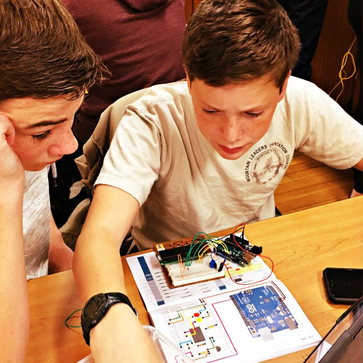 students solving problems with coding