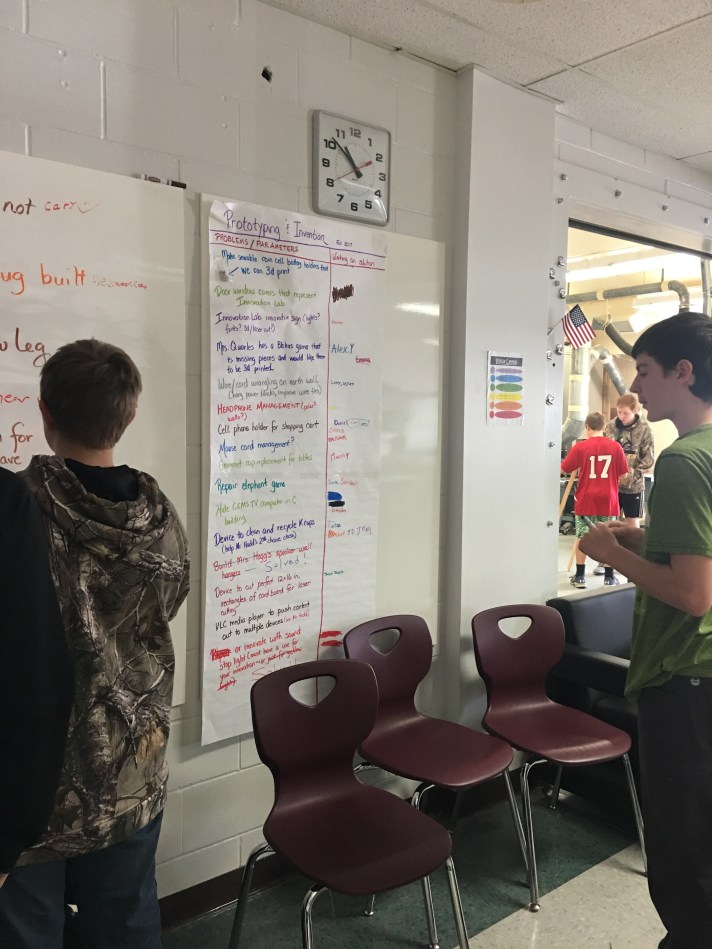 Students review rapid prototyping process.