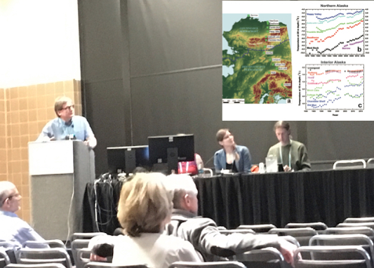 Dr. Vladimir Romanovsky from University of Alaska-Fairbanks Geophysical Institute presents research indicating a rise in permafrost temperatures across Alaska