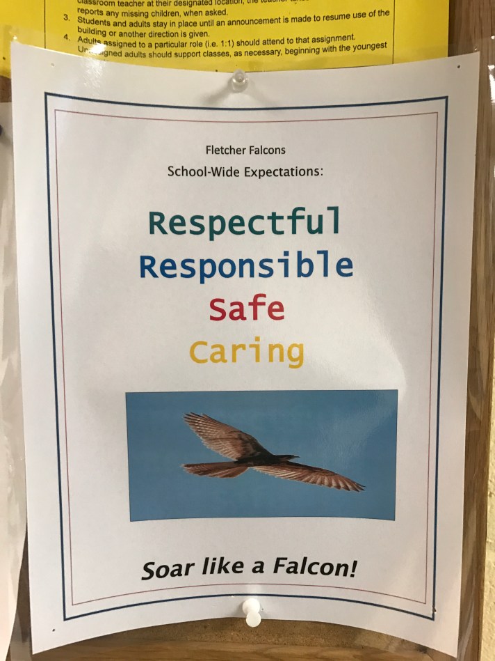 School-wide expectations are posted throughout the building.
