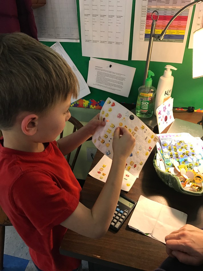 Stickers are used to help support progress toward reaching goals.