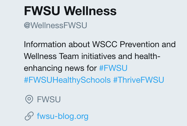 Information about WSCC Prevention and Wellness Team initiatives and health-enhancing news for #FWSU #FWSUHealthySchools #ThriveFWSU