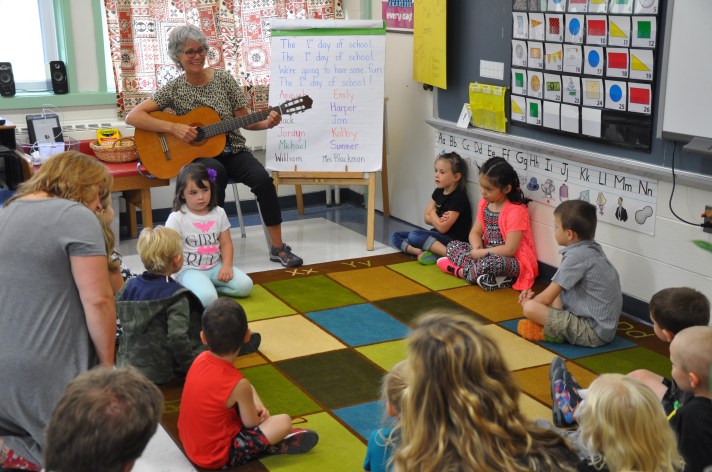 Students enjoy music during Morning Meeting.