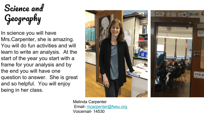 Introduction to Science & Geography with Mrs. Carpenter.